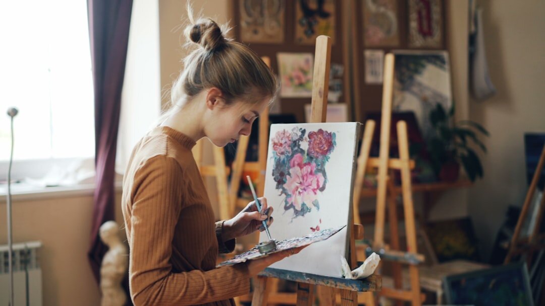 young artist practicing