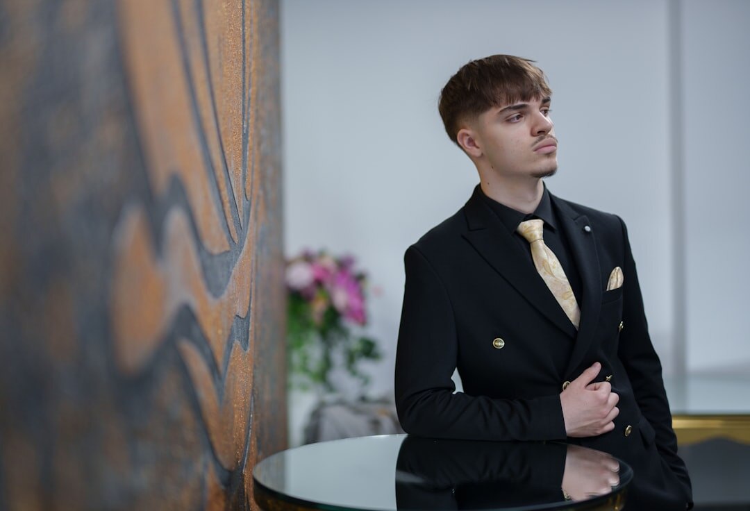Studio portrait of an Argentine actor in a tailored suit